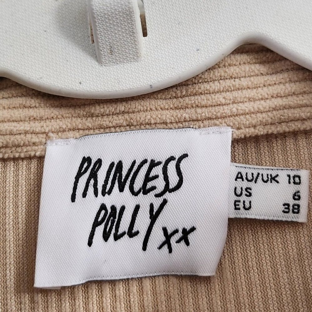 Princess Polly Womens Western Corduroy Top 6 Beige Shacket Button Front Boho - Picture 4 of 13